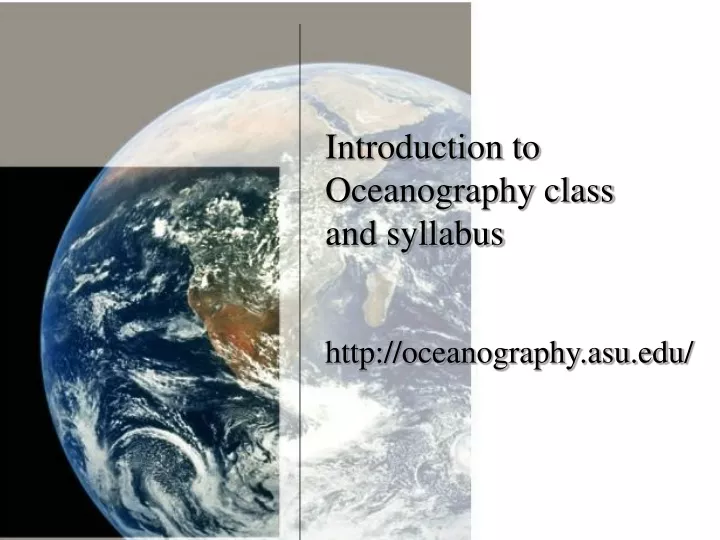 introduction to oceanography class and syllabus