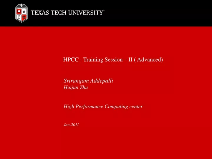 hpcc training session ii advanced