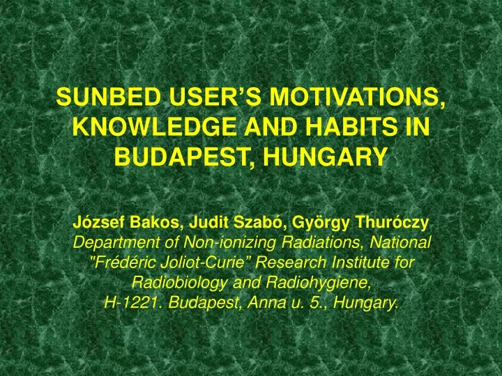 sunbed user s motivations knowledge and habits