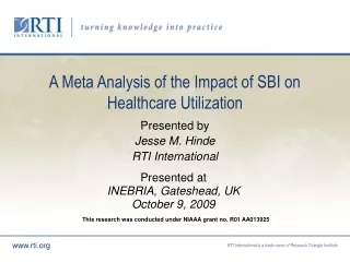 A Meta Analysis of the Impact of SBI on Healthcare Utilization