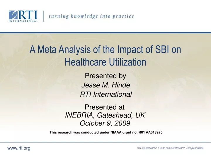 a meta analysis of the impact of sbi on healthcare utilization