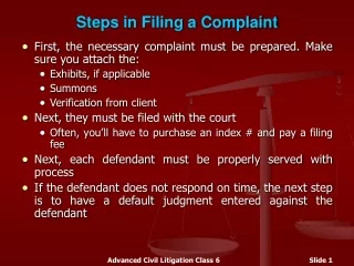 Steps in Filing a Complaint