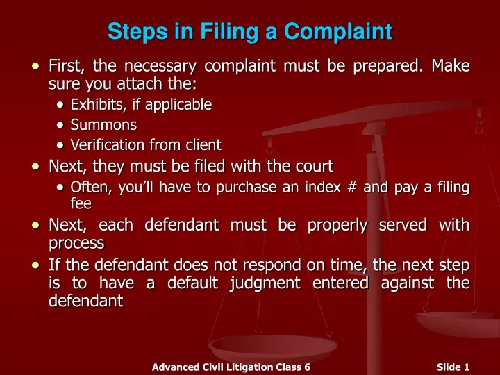 steps in filing a complaint