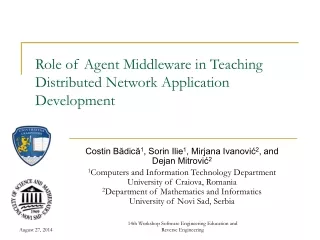 Role of Agent Middleware in Teaching Distributed Network Application Development