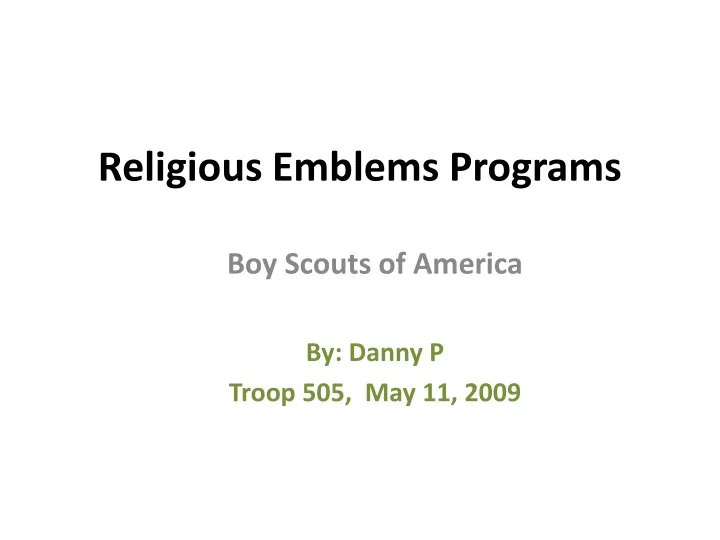 religious emblems programs