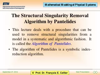 The Structural Singularity Removal Algorithm by Pantelides