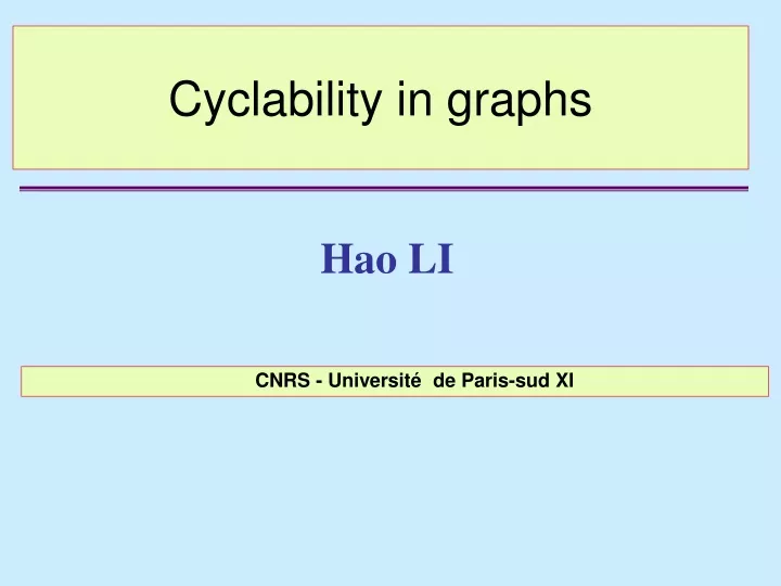 cyclability in graphs