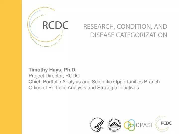 timothy hays ph d project director rcdc chief