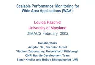 Scalable Performance  Monitoring for Wide Area Applications (WAA):