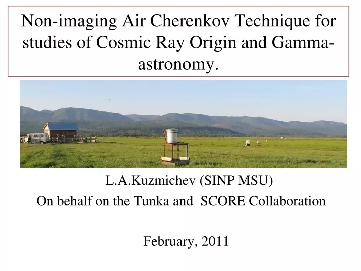 non imaging air cherenkov technique for studies of cosmic ray origin and gamma astronomy