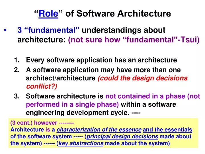 role of software architecture