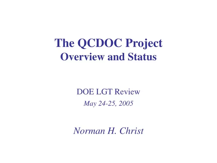 the qcdoc project overview and status
