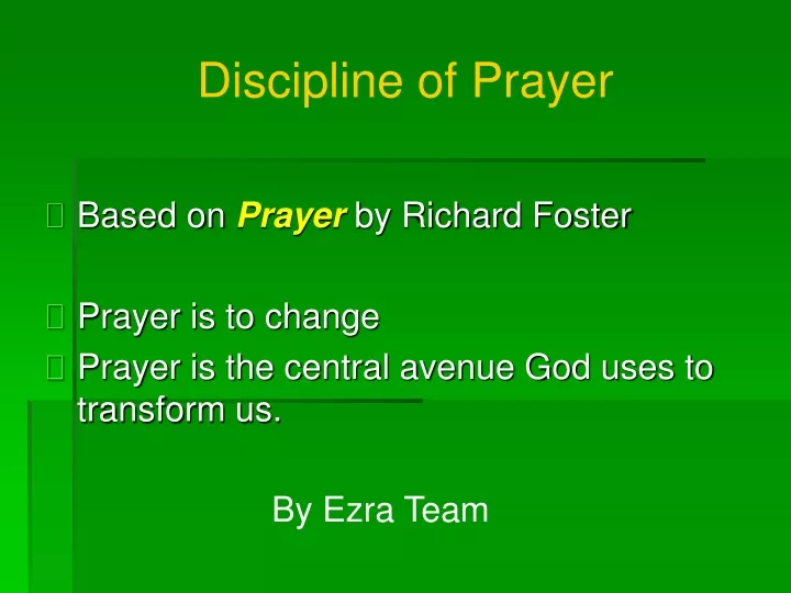 discipline of prayer