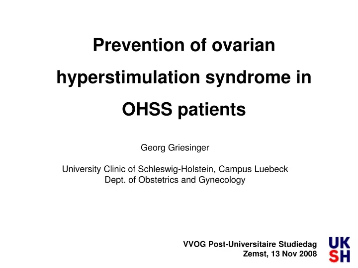 prevention of ovarian hyperstimulation syndrome