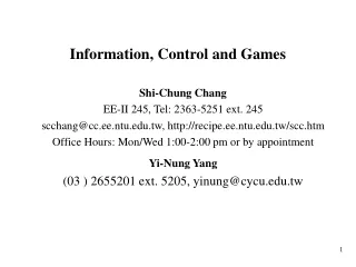 Information, Control and Games