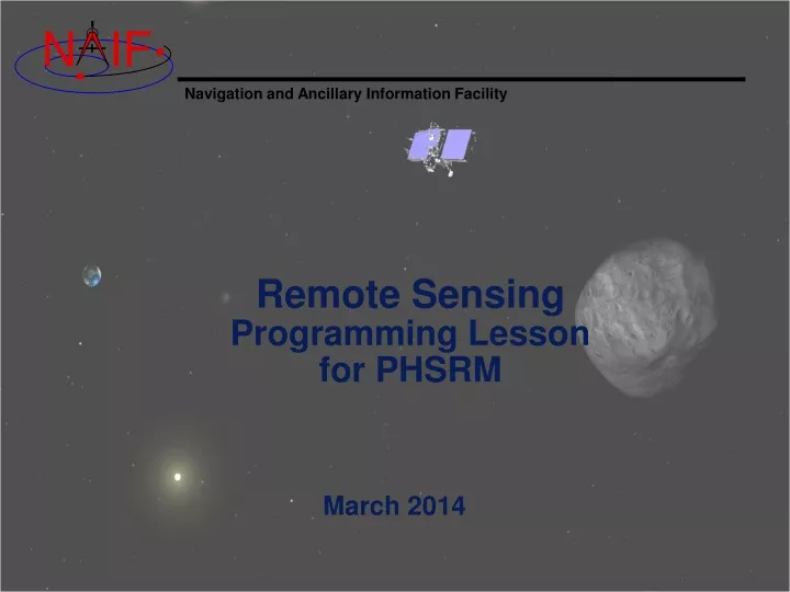 remote sensing programming lesson for phsrm