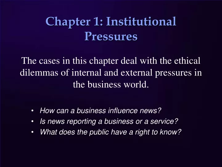 chapter 1 institutional pressures