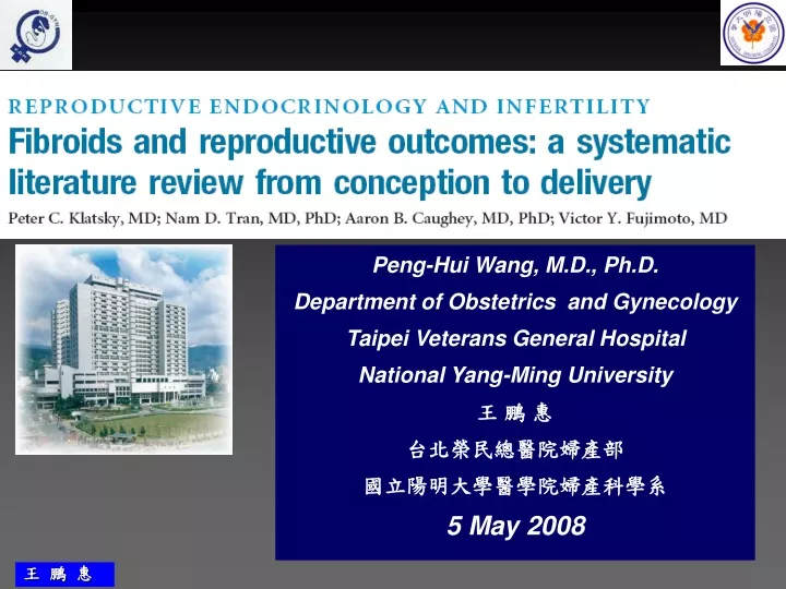 peng hui wang m d ph d department of obstetrics