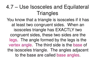 4.7 – Use Isosceles and Equilateral Triangles