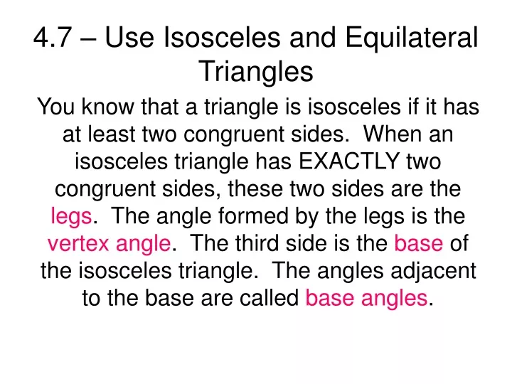 4 7 use isosceles and equilateral triangles