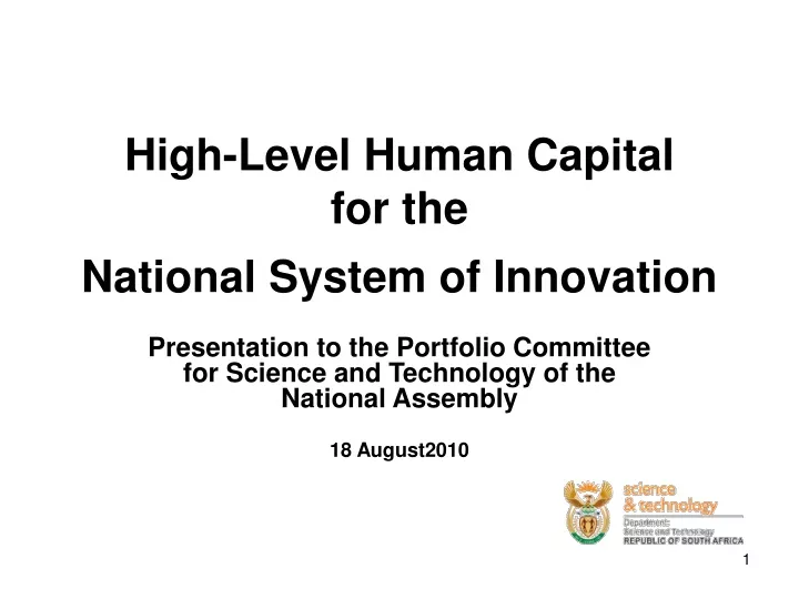 high level human capital for the national system of innovation