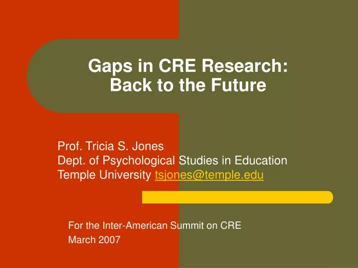 gaps in cre research back to the future