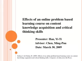 Presenter: Han, Yi-Ti       Adviser: Chen, Ming-Puu Date: March 30, 2009