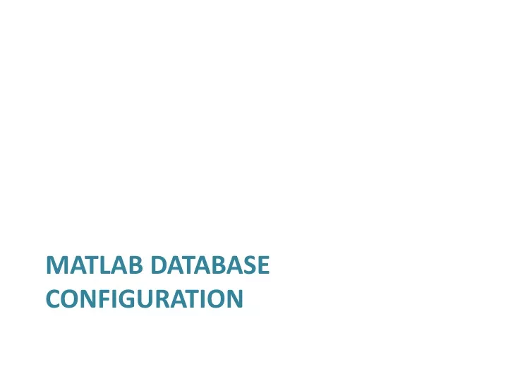matlab database configuration
