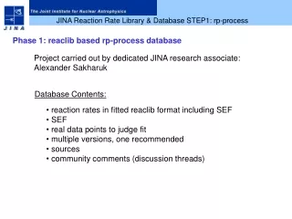 JINA Reaction Rate Library &amp; Database STEP1: rp-process