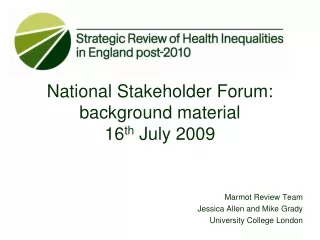 National Stakeholder Forum: background material 16 th  July 2009