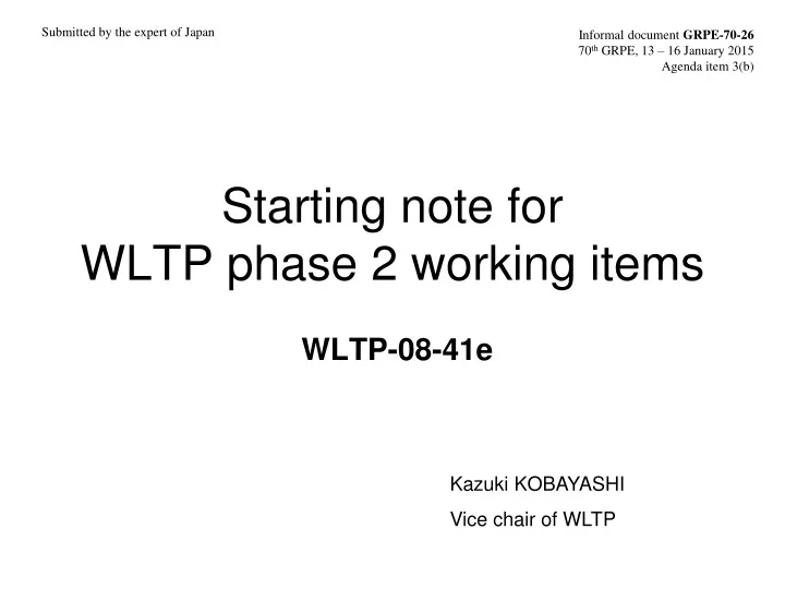 starting note for wltp phase 2 working items