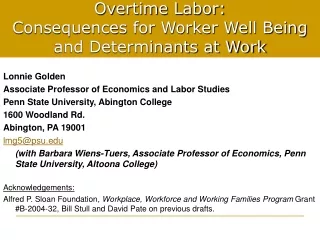 Lonnie Golden Associate Professor of Economics and Labor Studies