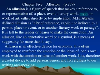 Chapter Five    Allusion    (p.239)