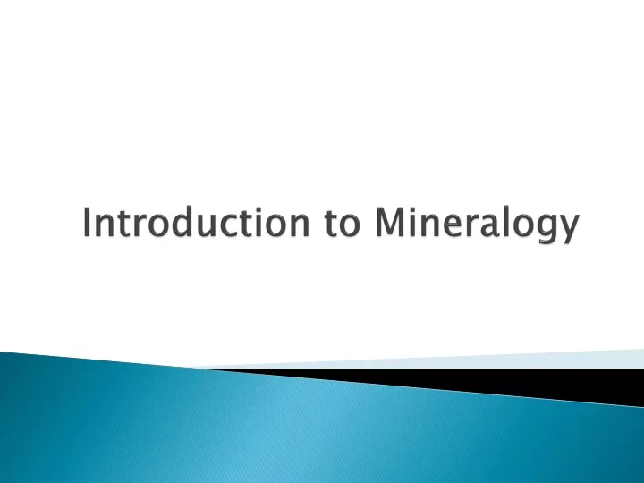 introduction to mineralogy