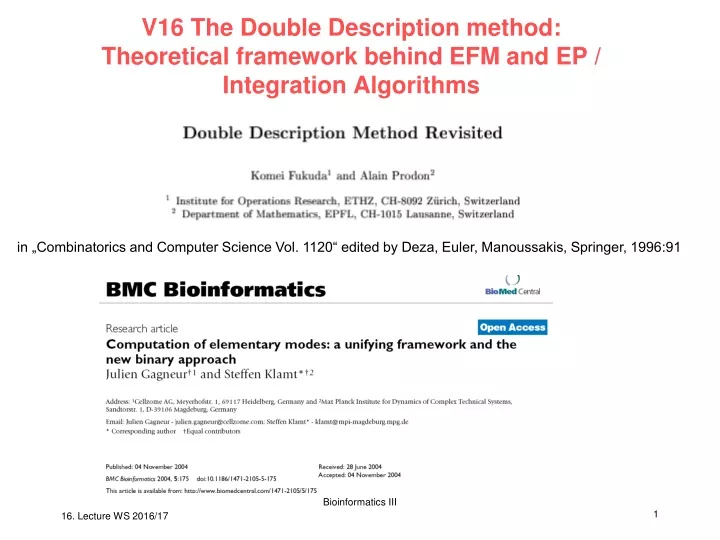 v16 the double description method theoretical framework behind efm and ep integration algorithms