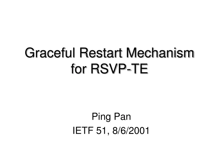 graceful restart mechanism for rsvp te