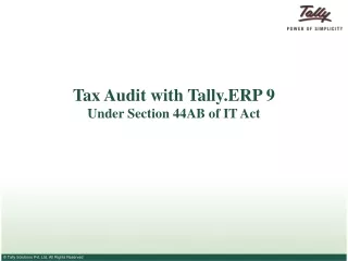 Tax Audit with Tally.ERP 9 Under Section 44AB of IT Act