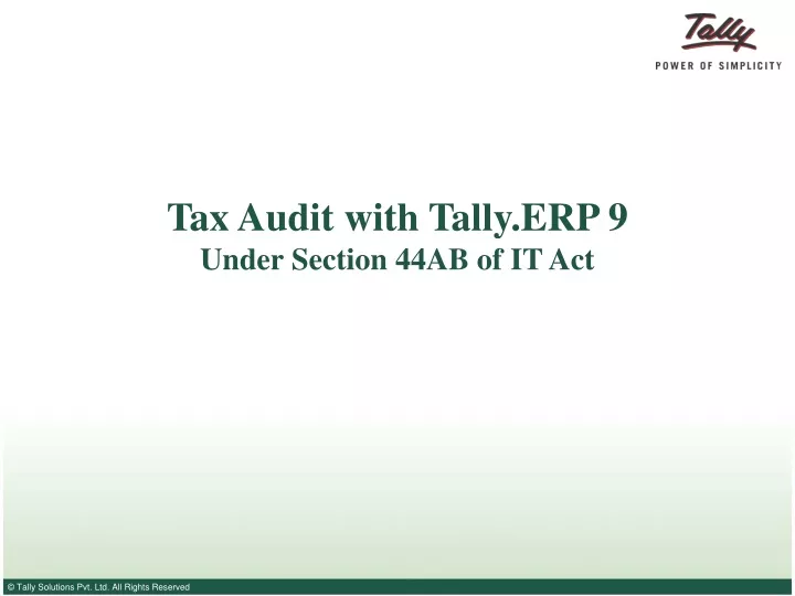 tax audit with tally erp 9 under section 44ab of it act