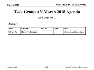 Task Group AY March 2018 Agenda