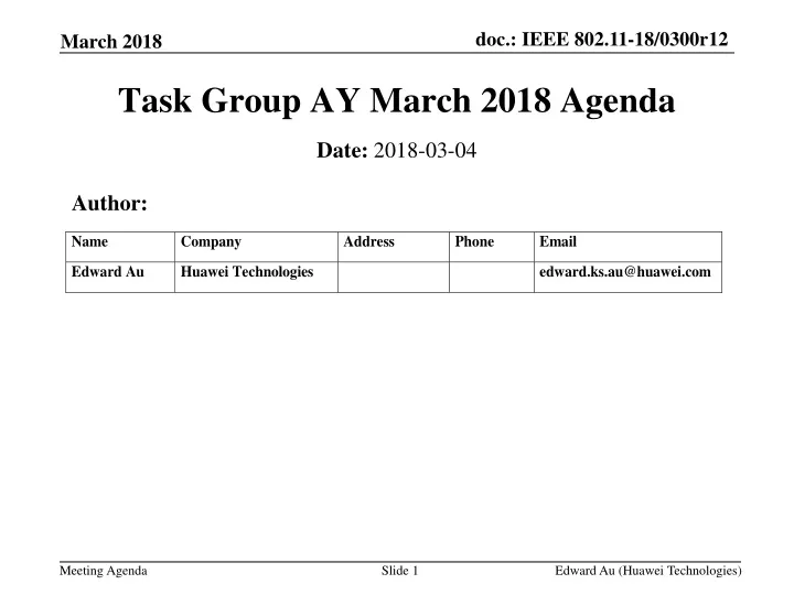task group ay march 2018 agenda