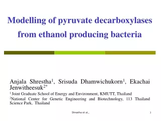 Modelling of pyruvate decarboxylases from ethanol producing bacteria