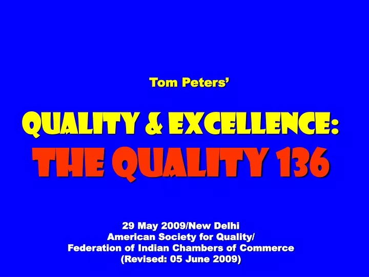 tom peters quality excellence the quality