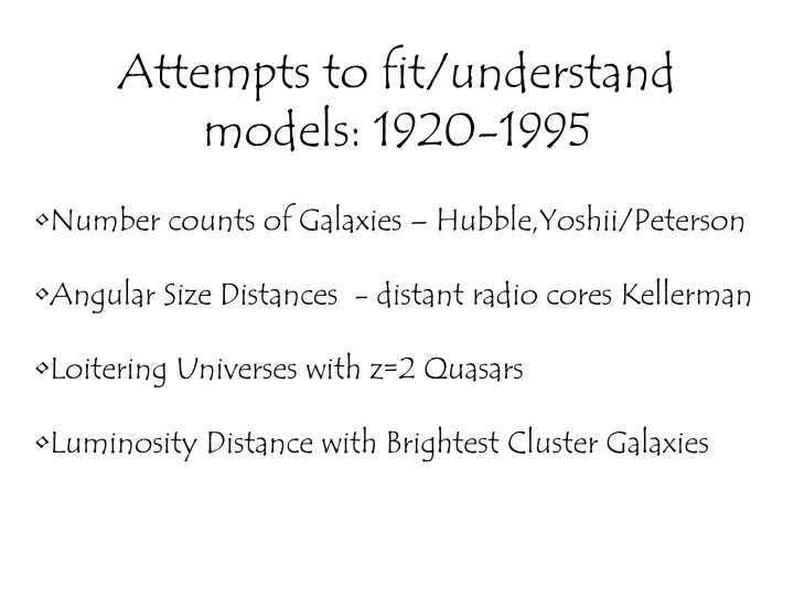 attempts to fit understand models 1920 1995