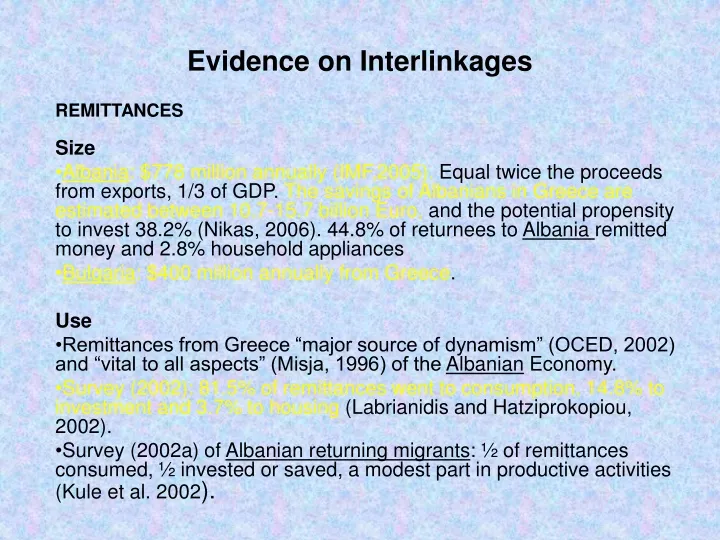 evidence on interlinkages