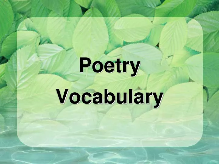 poetry vocabulary