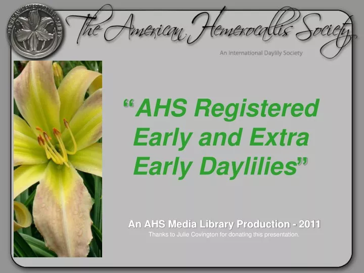 ahs registered early and extra early daylilies