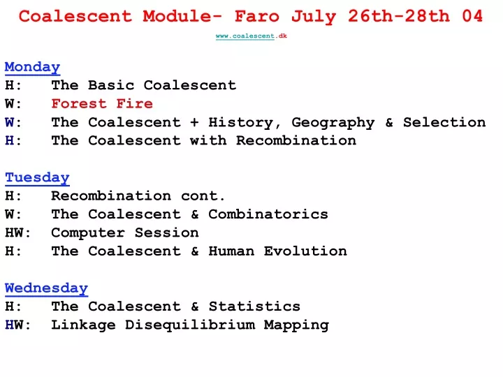 coalescent module faro july 26th 28th