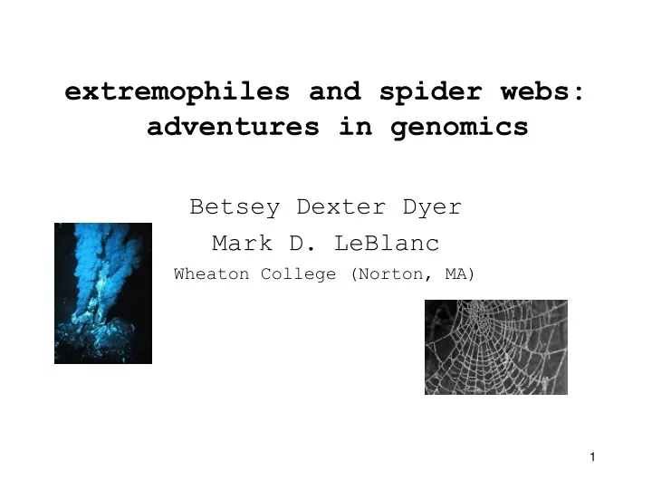 extremophiles and spider webs adventures