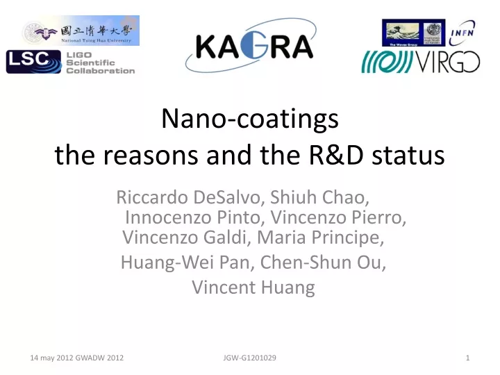 nano coatings the reasons and the r d status