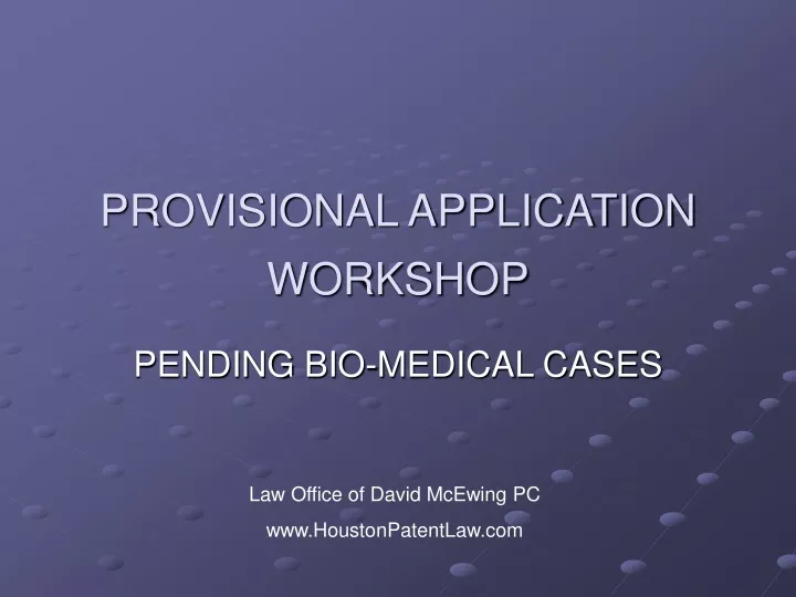 provisional application workshop